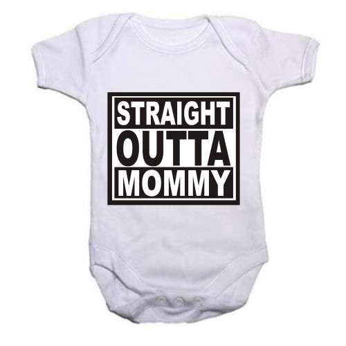 Straight Outta Mommy short sleeve baby grow onesie - 12-18 months ONLY