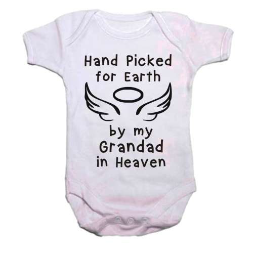Hand picked for earth by my Grandad in heaven baby grow