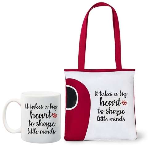 **BLACK FRIDAY PROMO**Teacher gift - It takes a big heart to shape little minds tote and mug combo