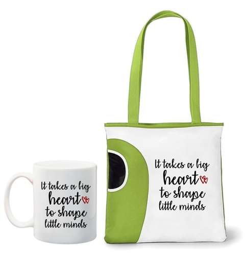 **BLACK FRIDAY PROMO**Teacher gift - It takes a big heart to shape little minds tote and mug combo