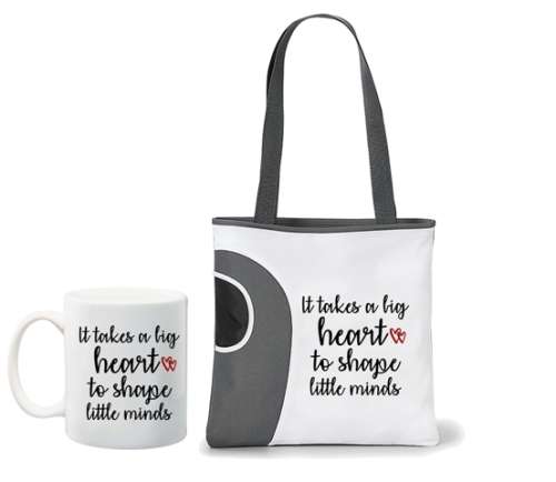 **BLACK FRIDAY PROMO**Teacher gift - It takes a big heart to shape little minds tote and mug combo