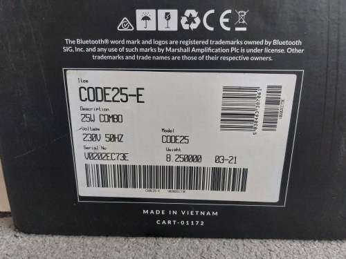 Marshall Code 25 Guitar Amp with Effects