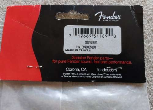 Fender CTS 500k Solid Brass Shaft Pot