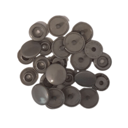 KAM Plastic Snap Fasteners in Grey - Size T-5 (12.4mm) Set of 6 in