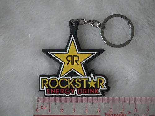 kiTki ROCKSTAR badge logo motorcycle car keychain key chain soft plastic ring