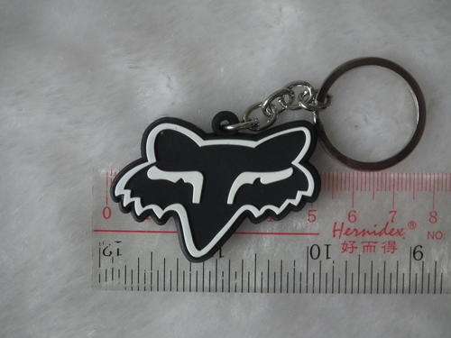 kiTki white FOX badge logo motorcycle car keychain key chain soft plastic ring