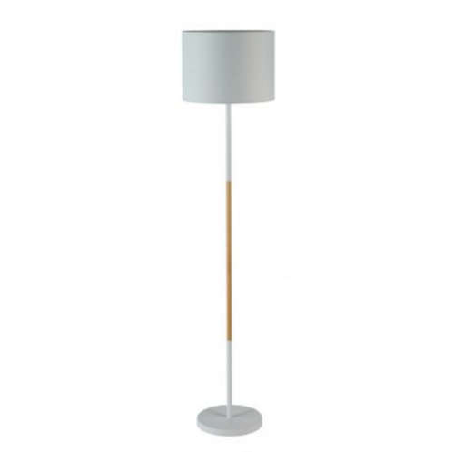 FLOOR LAMP-WHITE OR BLACK+WOOD-WHITE FABRIC SHADE 150CM H