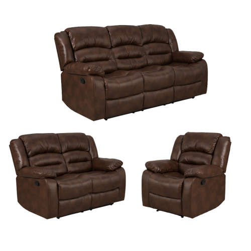 UZI LEATHER TOUCH 3 PC RECLINER COUCH SET