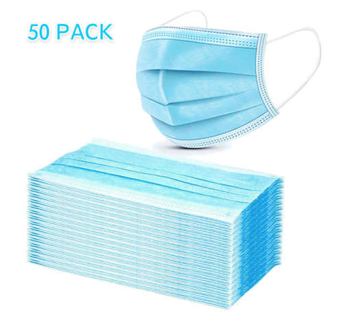 50Pcs Disposable Mouth Face Masks Face 3-layer Respirator Mask Dust-Proof Personal Protection