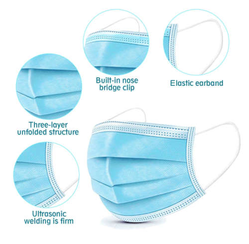 50Pcs Disposable Mouth Face Masks Face 3-layer Respirator Mask Dust-Proof Personal Protection
