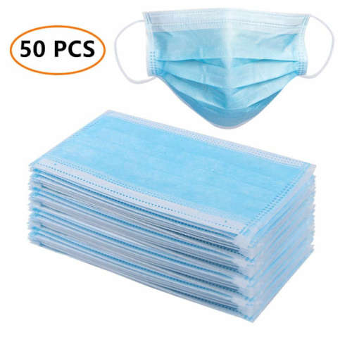 50Pcs 3-Layer Disposable Face Masks Non-woven Dustproof Mask Health Care