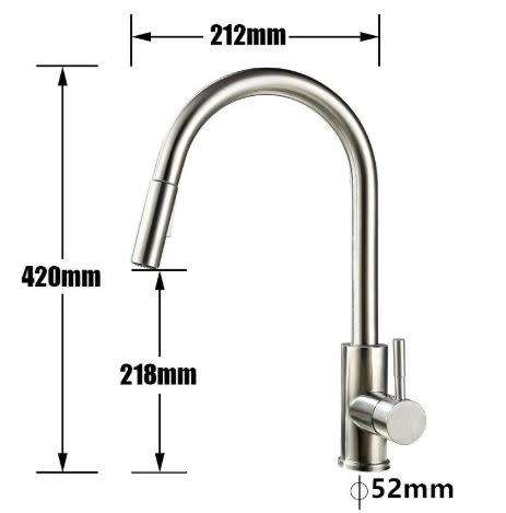 Brushed Nickel Stainless Steel Kitchen Sink Faucets Mixer 360 ° Rotation Smart Touch Sensor Pull Out