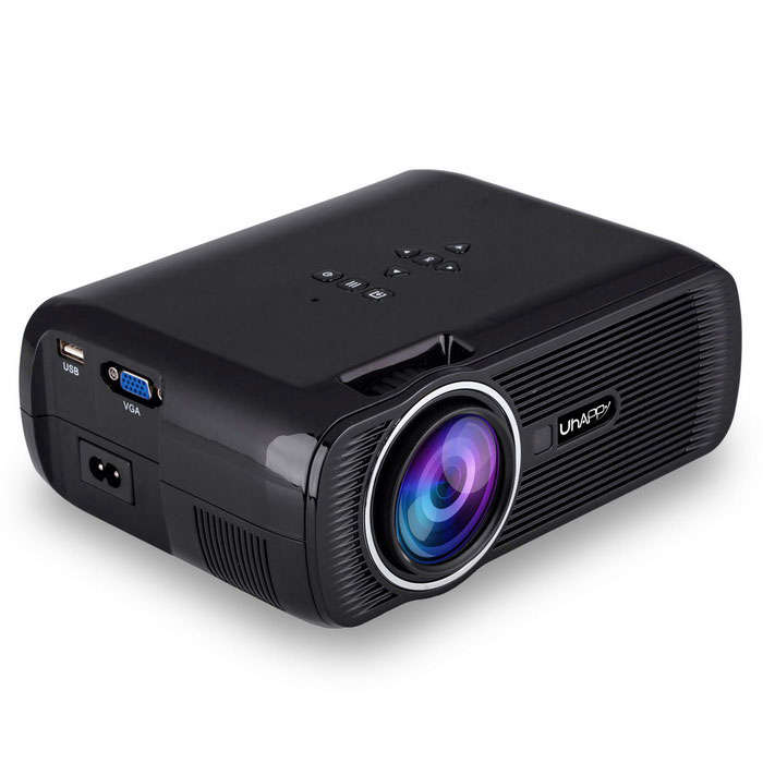 UHAPPY U80 HD LED Mini Projector w / SD HDMI VGA AV USB - Black