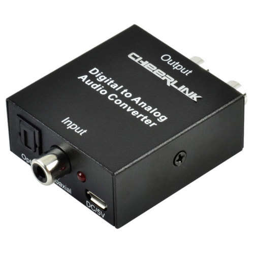 CHEERLINK Toslink Coaxial to L/R Analog Audio Converter - Black