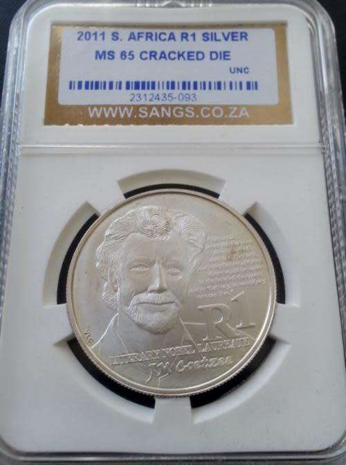#ERROR COIN# 2011 GRADED JM COETZEE PROTEA UNC GRADED MS 65 #CRACKED DIE#