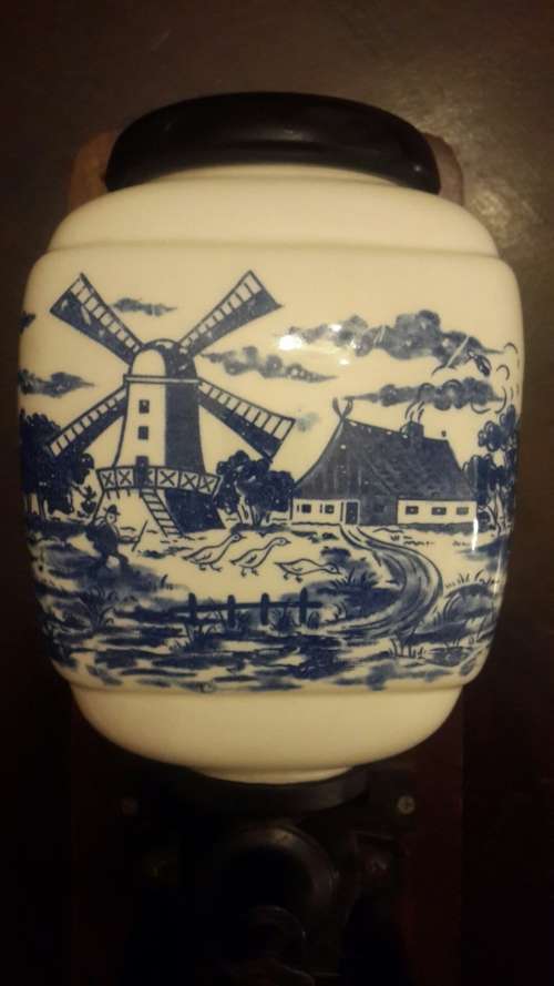 VINTAGE PORCELAIN MOUNTED COFFEE GRINDER