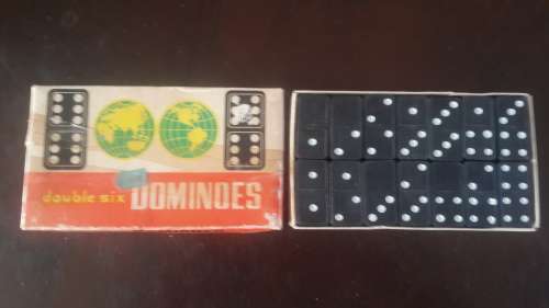 1950's DOUBLE SIX DOMINOES (ORIGINAL PACKAGING) AND COMPLETE