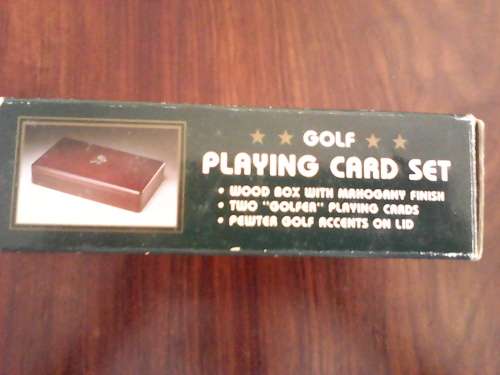 Retro Golf Playing Card Set In Wooden Box With Mahogany Finish