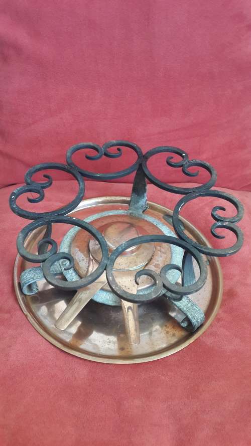 Rare !! Large 1950's Copper Fondue Pot (Complete @ Mint Condition)