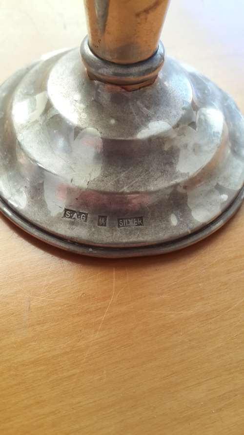 2 x Circa 50's / 60's SAG Solid Silver Candle Holders (Sold as one lot)