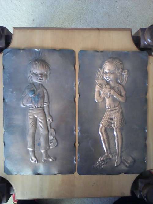 2 x Vintage Articolo Brass Plaques Numbered 351 / 352 (Made In Italy)