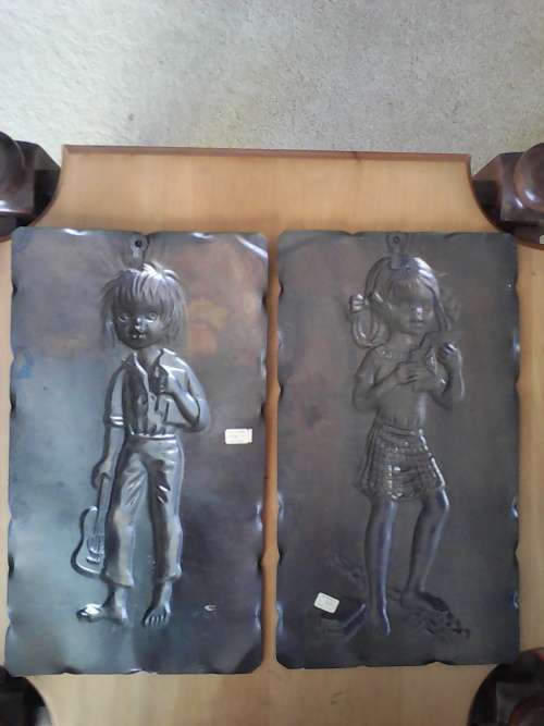 2 x Vintage Articolo Brass Plaques Numbered 351 / 352 (Made In Italy)