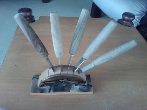 Touch Wood Ltd Israel Knives set in block of wood