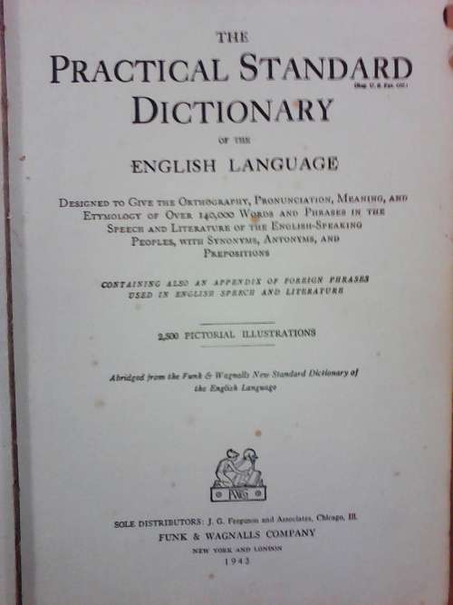 Rare Circa 1943 Funk @ Wagnalls Practical Standard Dictionary (Large Hardcover)