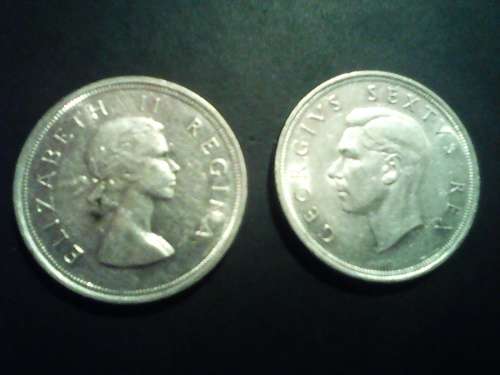 2 x South Africa 5s Silver Crowns Circa 1952 / 1953 - Sold as one lot