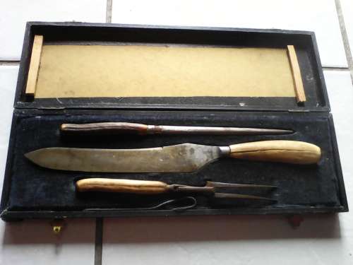H. Samuel Sheffield Carving Set Circa Approx 1940's (Complete and original display box)