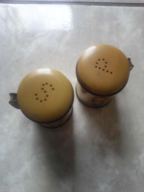 Vintage Tin Mazawattee Salt @ Pepper Set + 2 Other Vintage Items