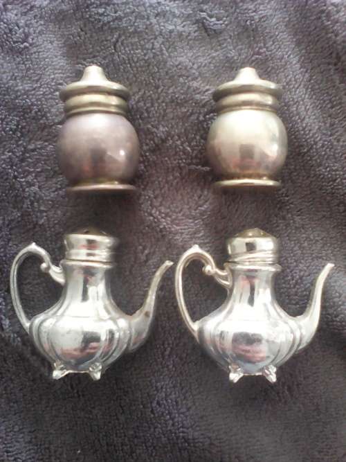 2 x Vintage E.P.N.S @ Tin Salt And Pepper Sets (Sold as a Lot)