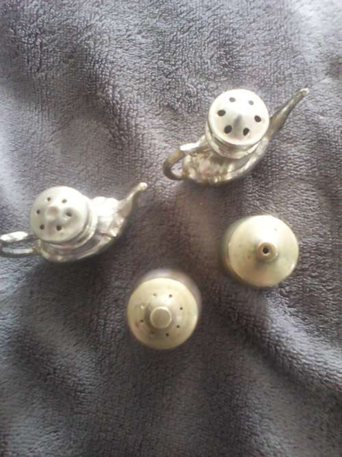 2 x Vintage E.P.N.S @ Tin Salt And Pepper Sets (Sold as a Lot)