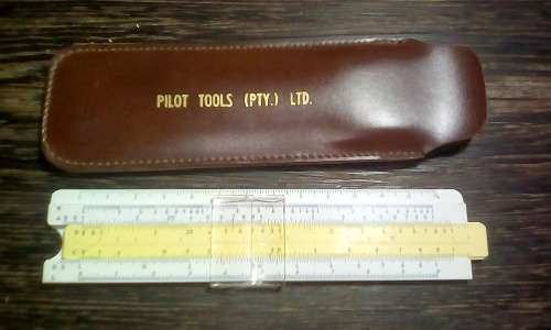 Vintage Pilot Tools Sliding Ruler in original pouch
