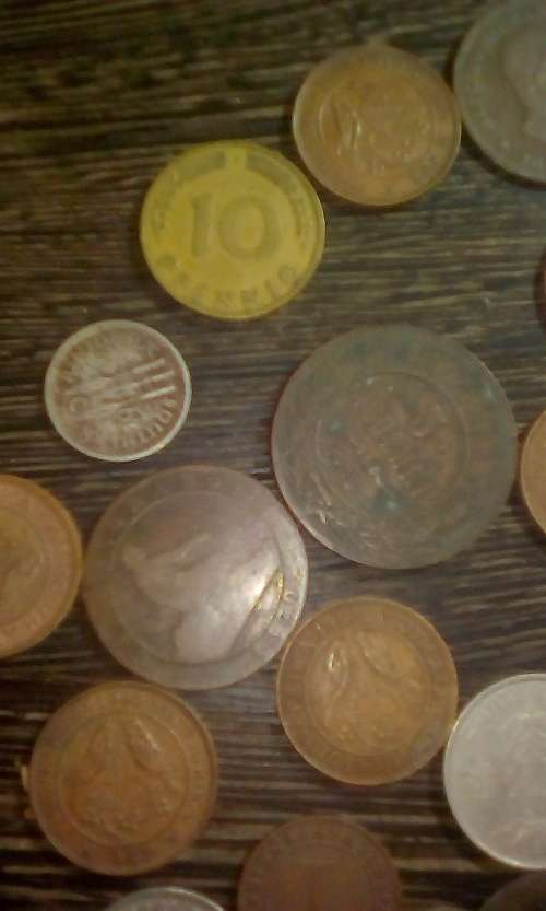 Lot Old & Collectable Coins (Circa 1870 - 1959) In vintage Tin - See Description