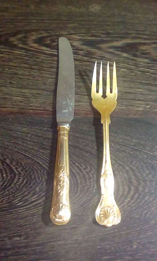 Vintage 23 Carat Gold Plated Knife & Fork
