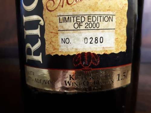 Rare Rijckshof Year 2000 Red Muscadel Limited Edition No 280 Of 2000 Bottles Produced 1.5L