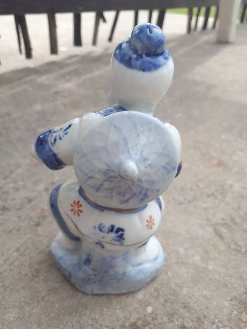 Vintage Chinese mudman - Old Man Sitting With Fish