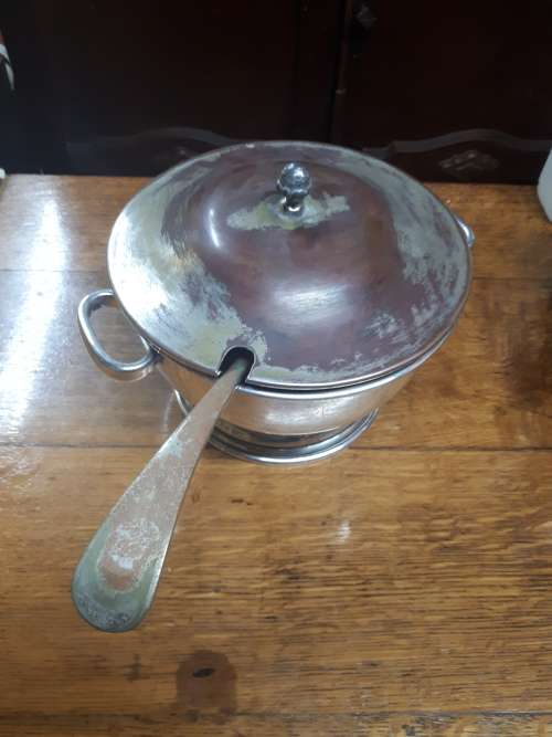 Art Deco Birmingham Silver Plated Soup Tureen With Ladle