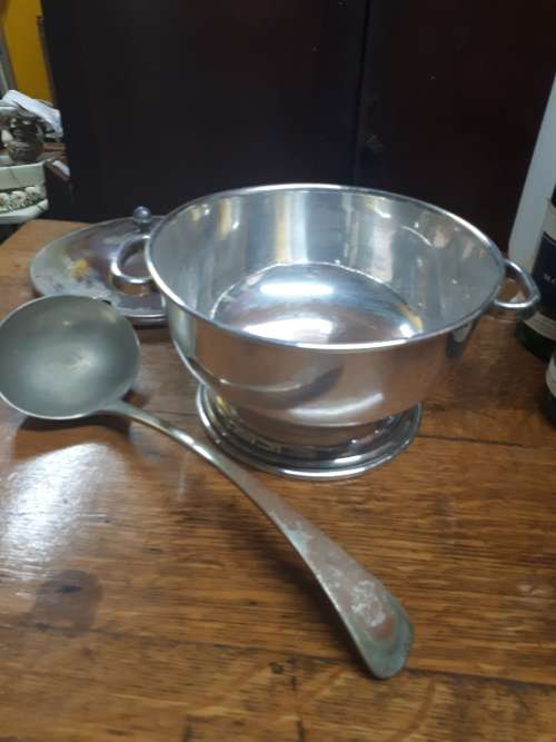 Art Deco Birmingham Silver Plated Soup Tureen With Ladle