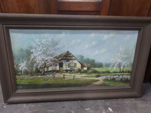 Original Oil On Board `Country Cottage` Signed C Finke 1910 - ?