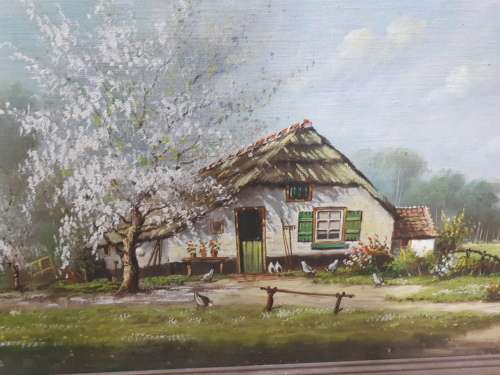 Original Oil On Board `Country Cottage` Signed C Finke 1910 - ?
