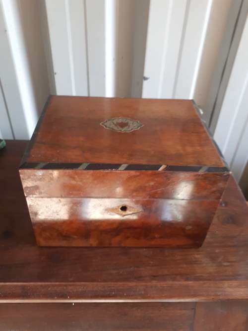 Vintage Wooden Cigar Box With Brass Finishes