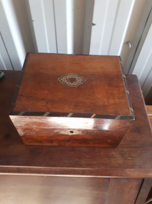 Vintage Wooden Cigar Box With Brass Finishes