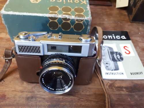 Circa 1959 Konica S 35mm Camera in Original Box + Booklet