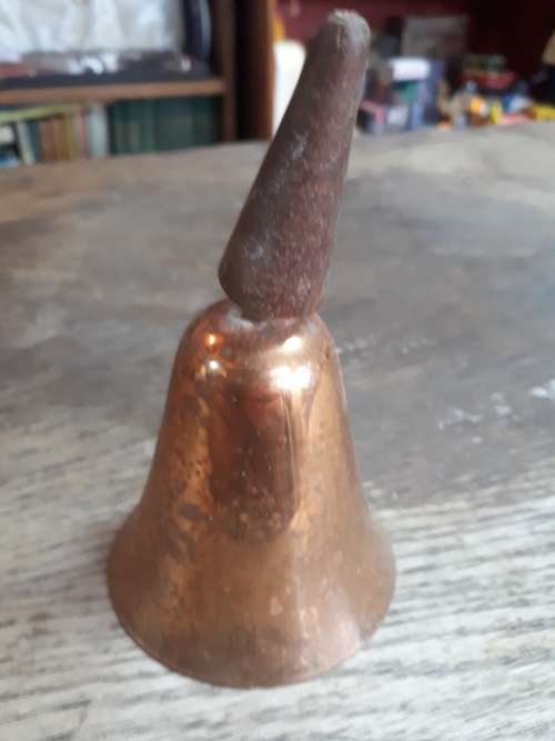 Vintage Copper Table Bell With Swivel Wooden Handle