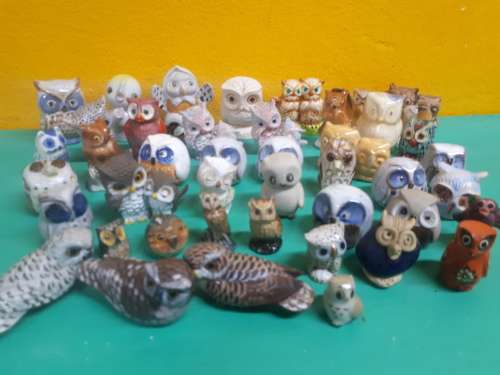 43 x Miniature Ceramic Owls