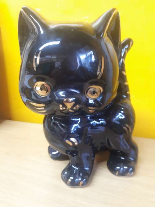 Ceramic Glazed Black Cat