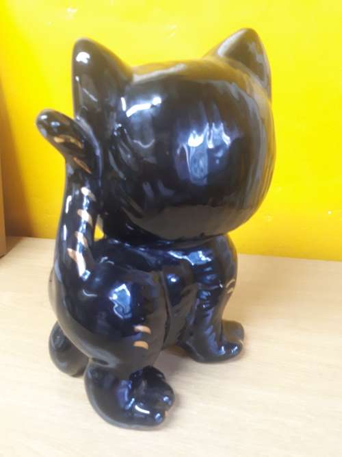 Ceramic Glazed Black Cat