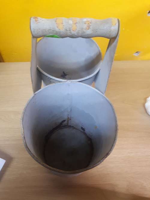 Vintage Twin Tin Buckets With Handle